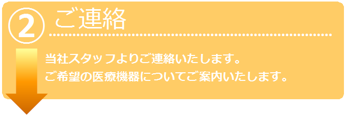 当社スタッフよりご連絡いたします。 ご希望の医療機器についてご案内いたします。